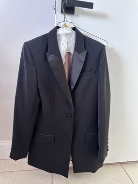 Black Satin-Lapel Women's Tuxedo Jacket